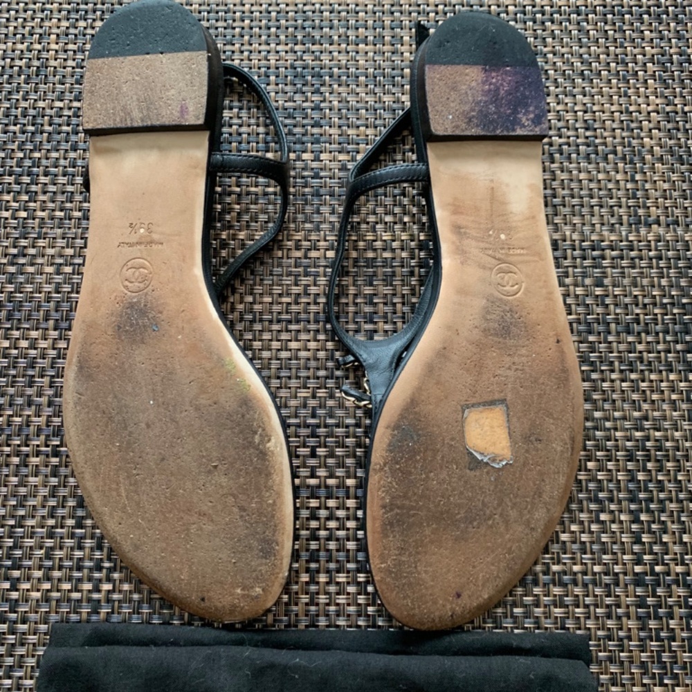 Chanel Gold Chain Logo Sandals - Picture 3 of 8